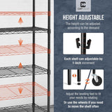 Fencer Wire NSF Heavy Duty Commercial Adjustable Silver Grey Wire Shelving w/Wheels & Leveling Feet, Kitchen Storage Metal Shelf, Garage Storage Shelving, Silver Grey 60 x 24 x 76, 4-Tier Fencer Wire