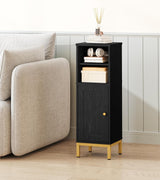 Hzuaneri Bathroom Storage Cabinet, Corner Floor Cabinet with Shelves, Customized Door Opening Direction, Bathroom Organizer with Adjustable Shelf for Kitchen, Living, Toilet Paper Cabinet, Black Hzuaneri