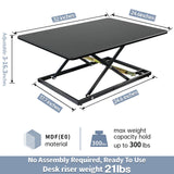 STANDNEE 32in Desk Riser for Standing or Sitting, Standing Desk Converter, Height Adjustable Sit Stand Desk Converter, Fully Assembled Monitor Laptop Riser Workstation for Home Office, Black STANDNEE