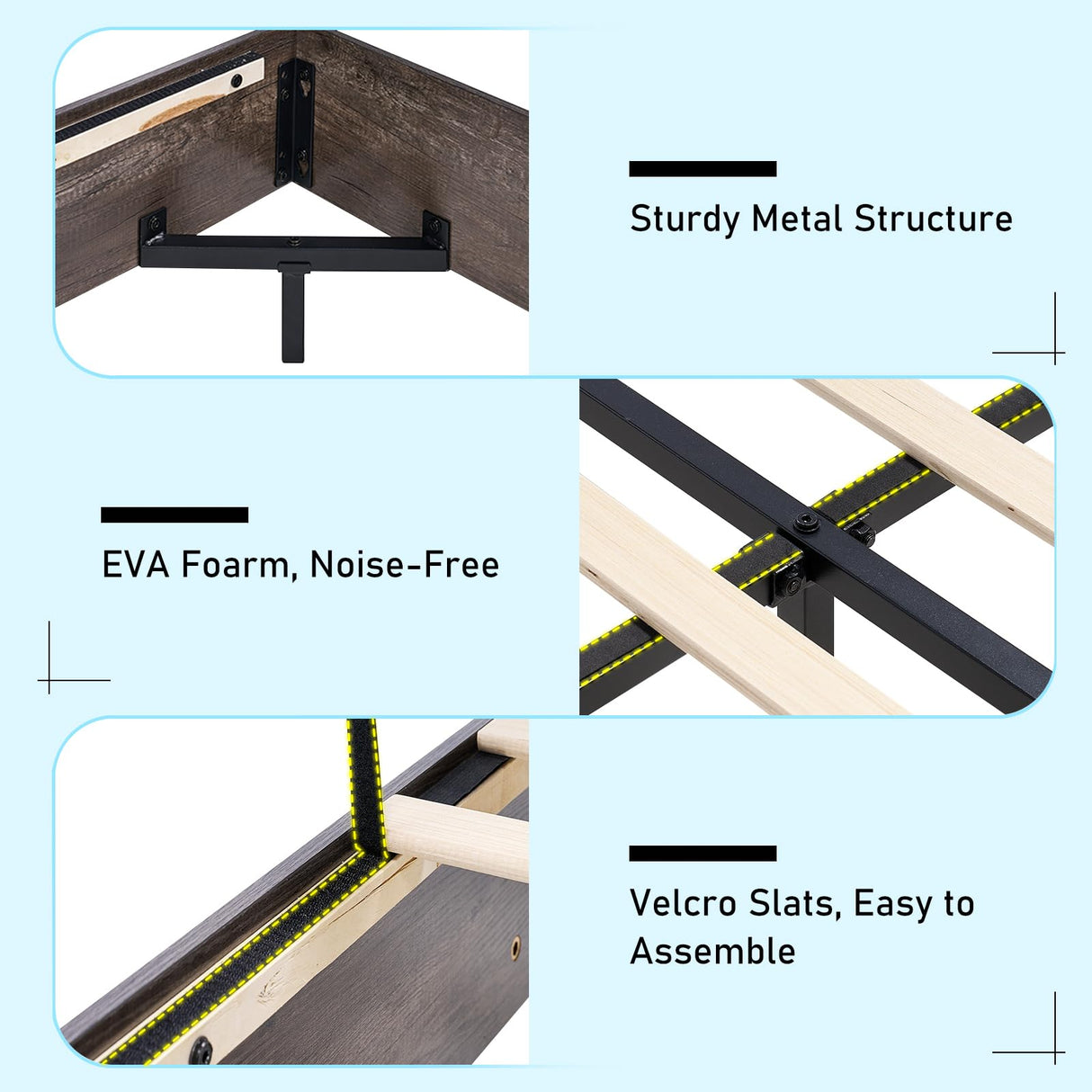 LUXOAK Queen Size Floating Bed Frame with LED Light, Farmhouse Platform Bed Frame with Unique Headboard/No Box Spring Needed/Noise Free/Easy Assembly, Rustic Grey LUXOAK