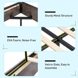 LUXOAK Queen Size Floating Bed Frame with LED Light, Farmhouse Platform Bed Frame with Unique Headboard/No Box Spring Needed/Noise Free/Easy Assembly, Rustic Grey LUXOAK