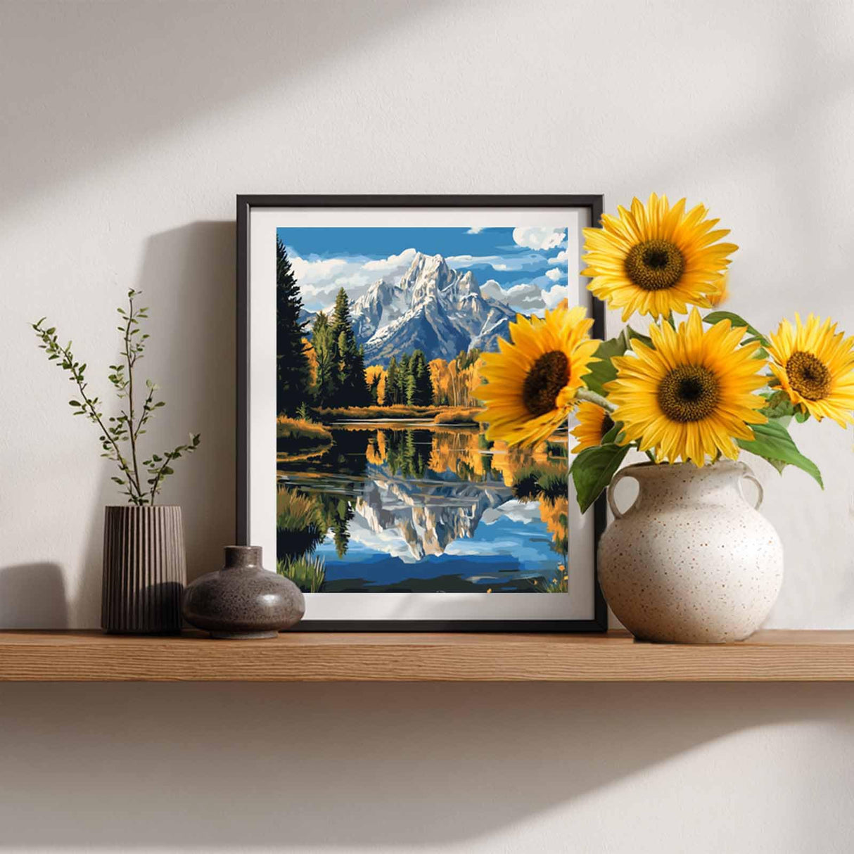 Cawpom National Park Paint by Number, Grand Teton Paint by Numbers Kit for Adults, Mountain Landscape Wall Art, Lake Tree DIY Acrylic Painting, Nature Poster Home Decor(16x20inch, No Frame) Cawpom