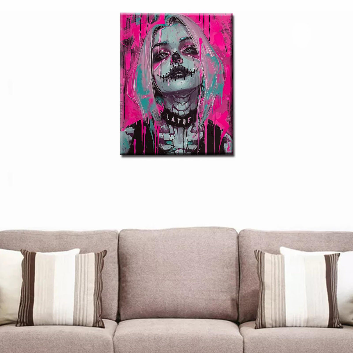 Grotesque Pink Decorations DIY Painting by Numbers for Adults Beginner,Split Mouth Clown Girl Paint by Number on Canvas Easy to Paint for Beginner Gothic Unique Graffiti Without Frame 16''X20'' Tucocoo