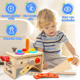 Mgtfbg Kids Tool Set - 29 PCS Wooden Toddler Tool with Box, Montessori STEM Educational Pretend Play Construction Toy for 2 3 4 5 6 Year Old Boys Girls, Best Birthday Gift Mgtfbg