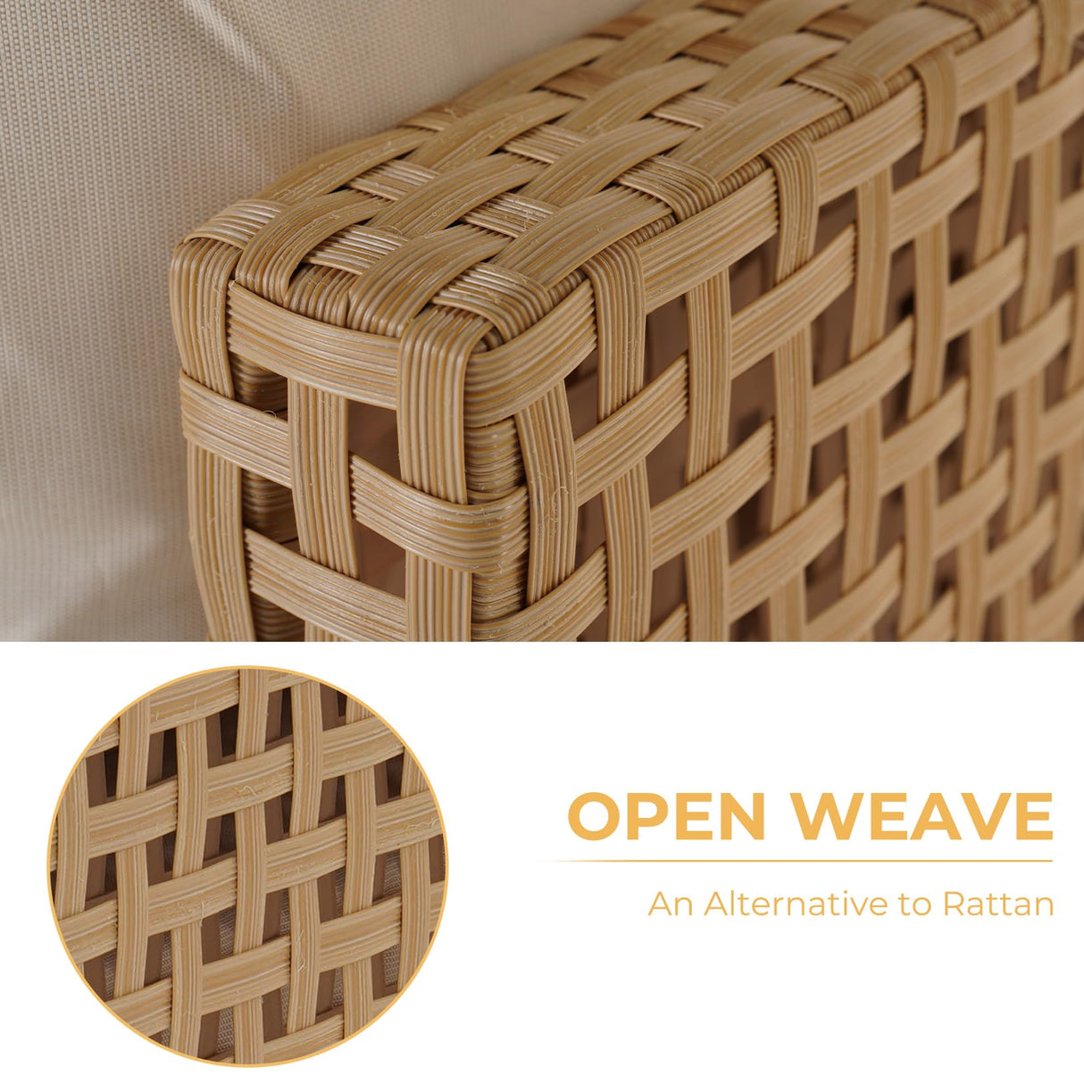 Grand patio 12-Piece Wicker Patio Furniture Set, Boho Outdoor Conversation Set Sectional Sofa with Water Resistant Beige Thick Cushions and Coffee Table, Beige Grand patio