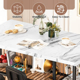 Recaceik Kitchen Island with Storage Small Dining Table for 2, Bistro Table and Chairs Set of 2 W/ 5 Shelves with PU Stools (White) Recaceik