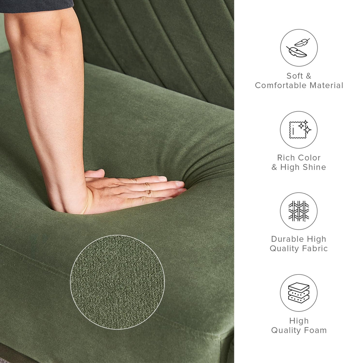 mopio Futon Sofa Bed, Couch, Small Sofa, Sleeper Sofa, Loveseat, Mid Century Modern Futon Couch, Sofa Cama, Couches for Living Room (Olive Green Premium Velvet) mopio