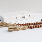 58in Wood Bead Garland with Tassels,Farmhouse Beads Rustic Country Decor Prayer Boho Beads Wall Hanging Decoration (Brown) RAMIRABI