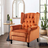 Altrobene Velvet Accent Chair, Push Back Recliner Chair, Wingback Arm Chair for Living Room/Bedroom/Home Theater/Reception Area, Caramel Altrobene
