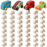 Wettarn 48 Pcs Wood DIY Car Toys, Unfinished Wooden Cars, Paintable Wood Toys, Wooden Crafts for Students Home Activities Craft Projects Easy Woodworking Wettarn