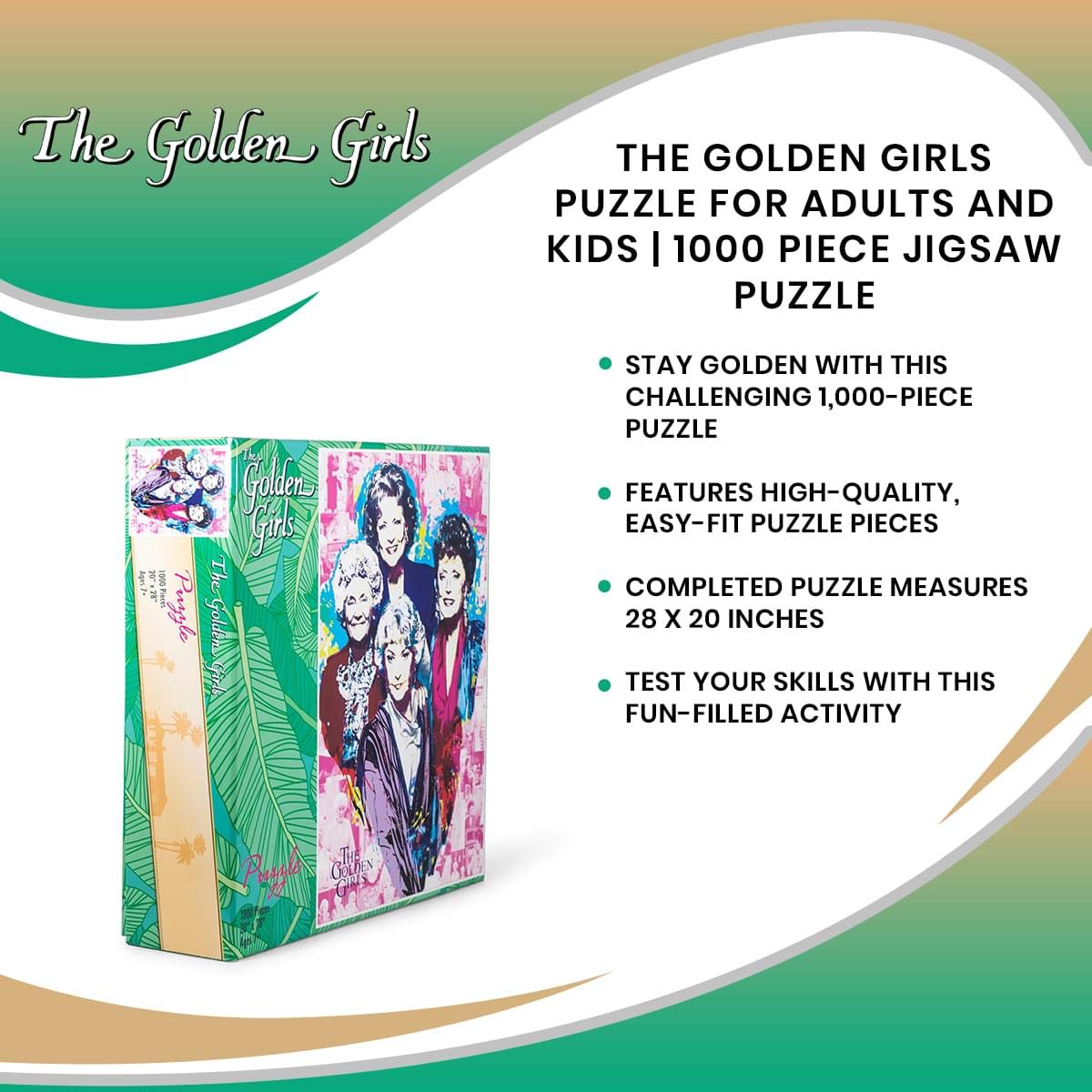 The Golden Girls Puzzle for Adults and Kids | 1000 Piece Jigsaw Puzzle | Funny Retro '80s TV Show Collage | Interactive Brain Teaser for Family Game Night | 28 x 20 Inches Toynk