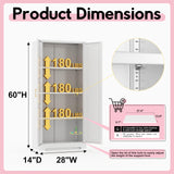 UNICOLY 60" Metal Pantry Cabinet, Storage Cabinet with Doors and Shelves, Cupboard with Adjustable Leveling Foot, for Laundry, Living Room, Bathroom, Dinning Room, Assembly Required, White UNICOLY