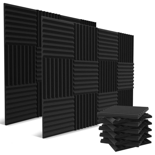 52 Pack Acoustic Panels 1 X 12 X 12 Inches - Acoustic Foam - High Density- Soundproof Studio Wedges - Charcoal - WoodArtSupply