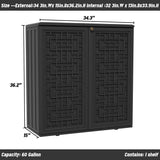 Mrosaa Outdoor Storage Cabinet Waterproof with Shelf,Resin Storage Sheds Outdoor Cabinets for tub towels/chemicals/grill items/Patio/Garden/Backyard, Size 34.3''L*15''W*36.2''H（Black） Mrosaa
