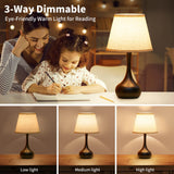 ONEWISH Touch Bedside Lamp for Bedroom, 3-Way Dimmable Farmhouse Table Lamps for Nightstand with Fabric Shade, Desk Lamp for Kids Reading, Home Office ONEWISH