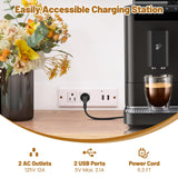 LOKO 71” Tall Kitchen Hutch Storage Cabinet, Freestanding Buffet Cupboard with Outlets & USB Ports, 3-Position Adjustable Shelves, Modern Pantry Cabinet with Microwave Stand for Dining Room, White LOKO