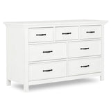 Evolur Belmar Double Dresser in Weathered White, Comes Assembled, Included Anti-Tip Kit, Seven Spacious Drawers, Dresser For Nursery, Bedroom, Wooden Nursery Furniture Evolur