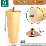 Yaliuliu 6 Inches Round Solid Wood Furniture Legs Set of 4, Natural Wooden Replacement Feet with Threaded 5/16'' Hanger Bolts for Sofa, Couch, Armchair, Cabinet, TV Stand, Ottoman and Dresser Yaliuliu