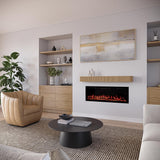 Modern Ember Alfama 60 Inch Fireplace Wood Mantel Shelf with Fluted “Reed” Details | Natural White Oak Wood | Unfinished | DIY Mounting Hardware Included | 60" W x 6" H x 8" D Modern Ember