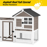 Aivituvin 51.6''L Rabbit Hutch Outdoor Chicken Coop Indoor Bunny Cage with Run,Guinea Pig House Pull Out Upper Tray (51.6" L x 25.2" W x 36.2" H, Brown-1 Set) Aivituvin