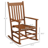 Outsunny Wooden Rocking Chair Set of 2, Outdoor Rocker Chairs with Curved Armrests, High Back & Slatted Seat for Garden, Balcony, Porch, Supports Up to 352 lbs., Teak Outsunny