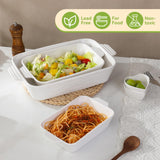 Baking Dish for Oven Casserole Dishes Bakeware Set With Ramekin Ceramic Lasagna Pan 9×12.8 Inch Large Deep Baking Dishes Rectangular Non-Stick Baking Pans for Kitchen Baking and Roasting White RUYOLIKS