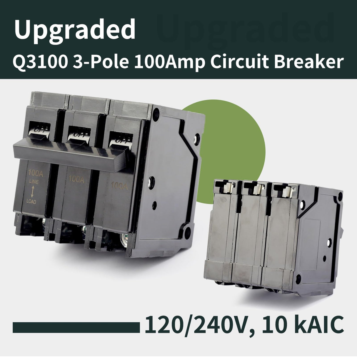 ARTVIP Q3100 100Amp 3 Pole Circuit Breaker Compatible with Siemens PL and ES Series Load Centers, 10KA 120/240V Plug-in Mount Standard Thermal Magnetic Protection (3P 100A) ARTVIP