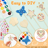 SAYAYA 12 Pack Fairy Wands Craft Kit, 6 Styles Unfinished Wooden Princess Wands with Stickers DIY Fun Party Supplies for Birthday Parties, Princess Celebrations, and Creative Gift & Craft Activity SAYAYA