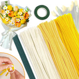 URSDIART 311pcs Pipe Cleaners Flowers Kit,300pcs Yellow Pipe Cleaners Crafts Chenille Stems Bulk 10 Flower Stems Green Tape, Art and Craft Projects Supplies for Flowers, Classroom Project,Decoration URSDIART
