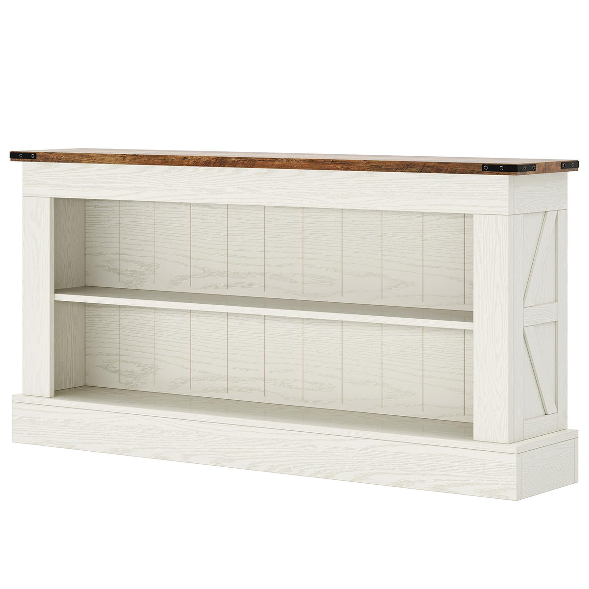 Tribesigns 63-Inch Long Console Table for Entryway, Narrow Long Entry Table with Shelves for Living Room, Farmhouse Sofa Console Behind Couch, for Foyer, Hallway, White and Brown Tribesigns