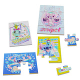 Stitch Wooden Puzzle 5 Pack - Stitch and Angel Wood Puzzles Bundle with Holding Tray Plus Tattoos, Activity Book, More for Boys, Girls | Stitch Jigsaw Puzzles for Kids Disney