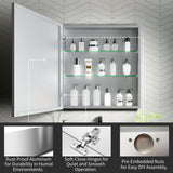 AZDHOME 24x26 Aluminum Alloy Frame Bathroom Medicine Cabinet Mirror,Recessed or Surface Mounted,Reversible L/R Door,Adjustable Shelves,Assembly Required AZDHOME