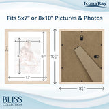 Icona Bay 8x10 Light Oak Picture Frame with Removable Mat for 5x7 Photo, Modern Style Wood Composite Frame, Table Top or Wall Mount, Bliss Collection Icona Bay