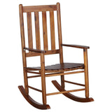 anwickjeff Outdoor Rocking Chair, High Back Slat Reclining, Wooden Rocker Chairs, Indoor Lounge Chair for Backyard/Lawn/Patio/Garden/Porch/Balcony (Brown) anwickjeff