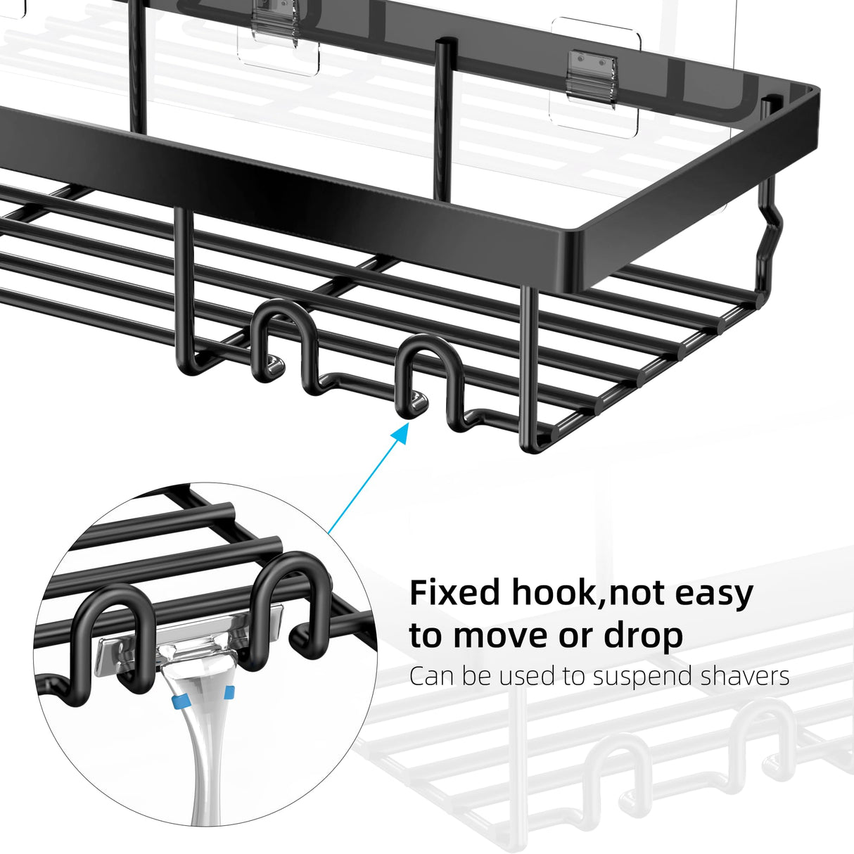 Moforoco 3-Pack Shower Caddy Basket Shelf with Soap Holder, No Drilling Traceless Adhesive Shower Wall Shelves, Rustproof Black Bathroom Shower Storage Organizer Moforoco