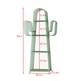 DOORXIF 4-Tier Ladder Green Bookshelves Freestanding, Cactus Bookcase Storage Organizer Closet Corner Metal Display Cabinet, Corner Green Bookshelf for Small Spaces, Green Bookcase for Bedroom Office DOORXIFO