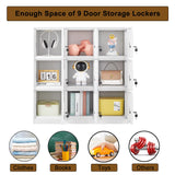iCHENGGD Metal Locker 9 Door Storage Cabinet, Steel Storage Lockers for Employees, with Lock and Ventilation, Office School Gym Storage Organizer (White) iCHENGGD