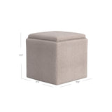 HomePop Home Decor Storage Ottoman with Tray Top|Upholstered Modern Square Storage Ottoman with Storage for Living Room & Bedroom, Light Brown Woven HomePop
