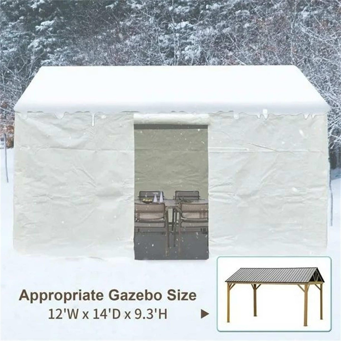 12x14ft Hardtop Canopy Gazebo Cover Winter Outdoor Pavilion Shelter with Side Walls and Screen Windows Waterproof Durable Design for Back Patio Furniture Protection Against Cold Weather Wind