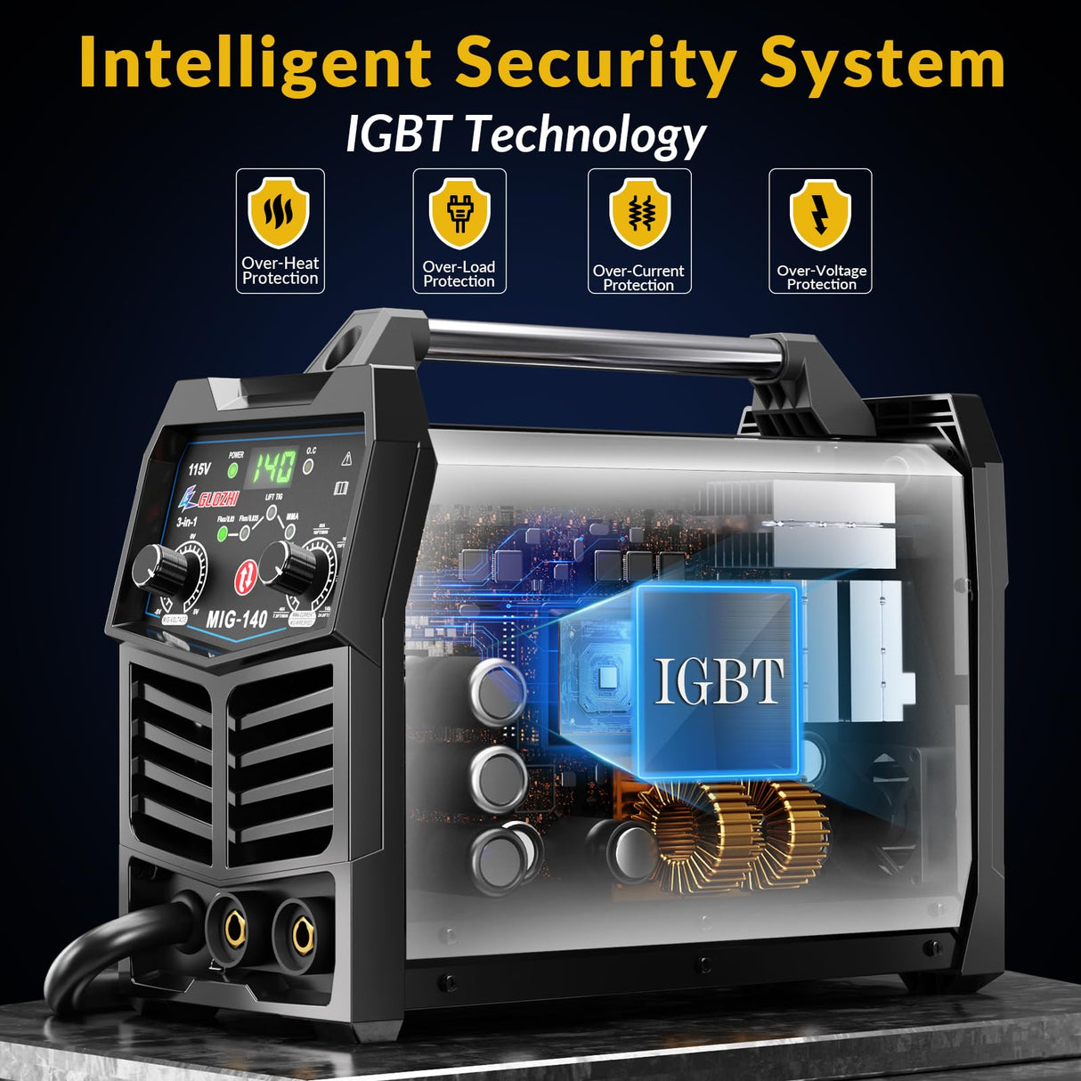 GZ GUOZHI 140A MIG Welder, 3 in 1 Welder FLUX MIG/ARC/Lift TIG Multi-Process Mig Welder, 110V Welding Machine, Welder Machine 110v Flux Core Welder with Welding Gun GZ GUOZHI