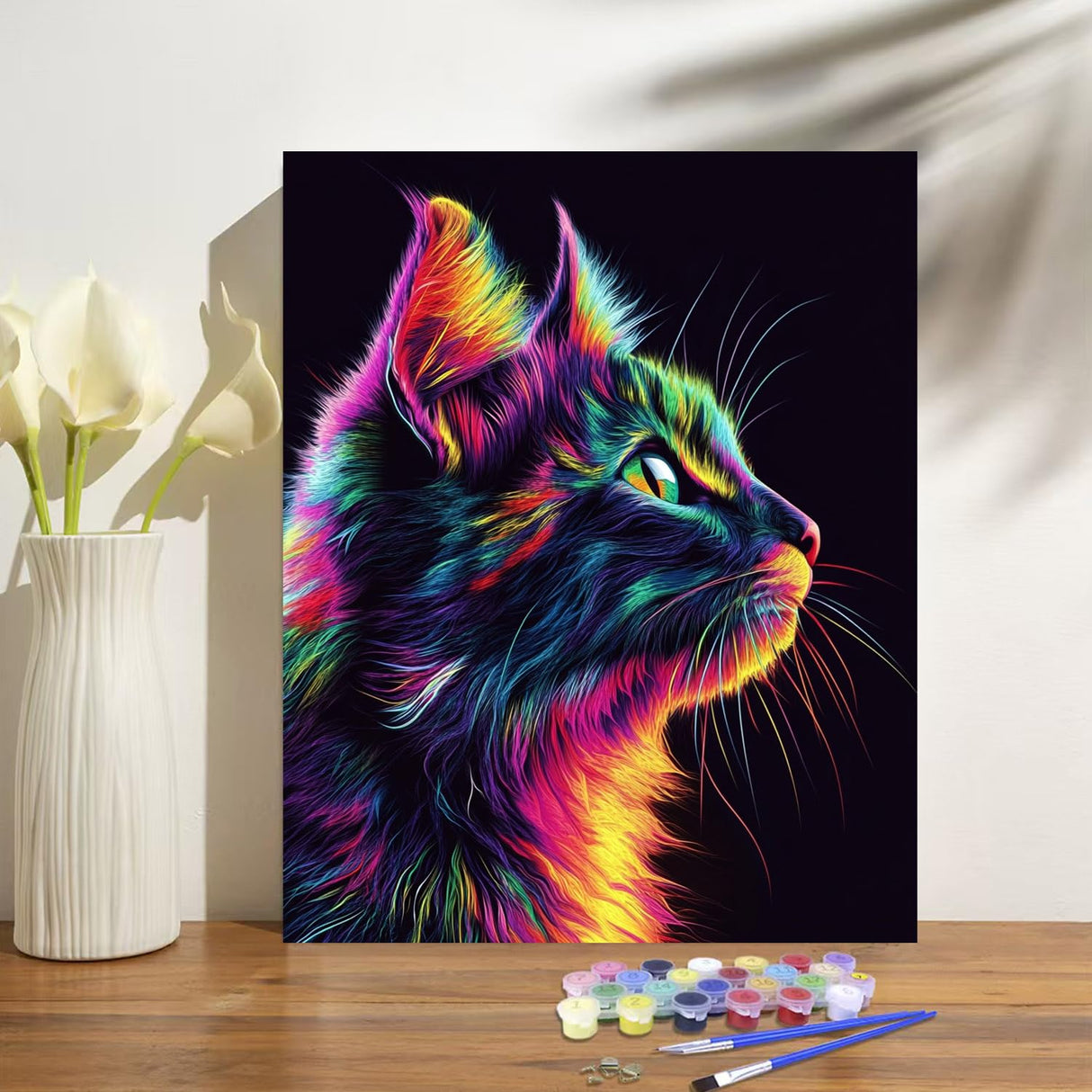 obterie Cat Paint by Numbers Kit for Adults Beginner Animal Oil Painting Kit Adult Paint by Number Kits on Canvas DIY Painting for Beginners Art by Numbers for Gifts Home Wall Decor 16x20 Inch obterie