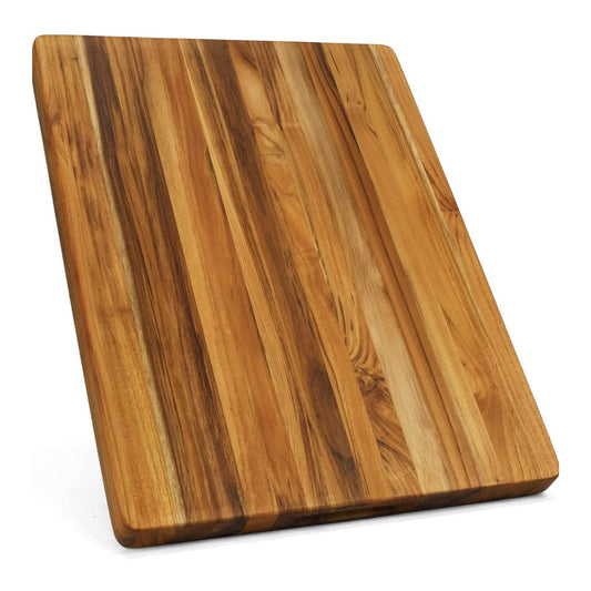 BEEFURNI Teak Wood Cutting Board with Hand Grip, Wooden Cutting Boards for Kitchen Medium, Chopping Board Wood, Reversible, Kitchen Gifts, 1-Year - WoodArtSupply