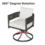 Grand patio Outdoor Dining Chair Set of 2, 2 Pieces Patio Dining Chairs, Metal Woven Wicker Swivel Patio Chairs with Grey Cushions for Backyard, Deck, Garden, Porch, Lawn and Poolside (Black) Grand patio