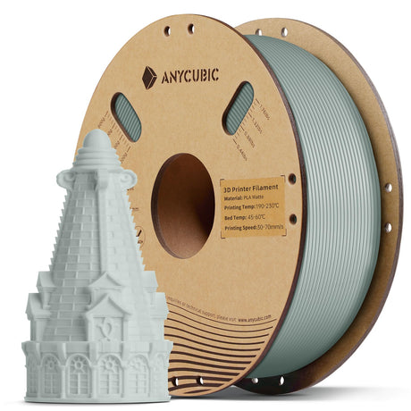 ANYCUBIC Matte PLA Filament 1.75mm, 3D Printing PLA Filament 1.75mm Dimensional Accuracy +/- 0.02mm, 1KG Spool (2.2 lbs), Matte Grey ANYCUBIC
