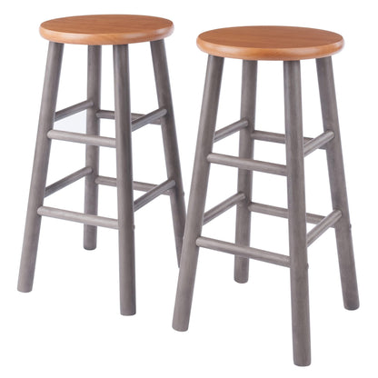 Winsome Wood Huxton 2-Pc Counter Stool Set, Gray and Teak