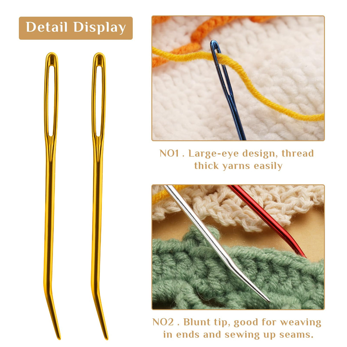 18 Pieces Yarn Needle,Tapestry Needle Bent Embroidery Needles Bent Tip Needles,Large-Eye Blunt Needles with Random Box for Knitting Crochet (Random Color) UOOU