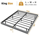RVONOW King Size Floating Bed Frame with LED Lights and Under Bed Storage - Metal Platform Design, Noise-Free Assembly RVONOW