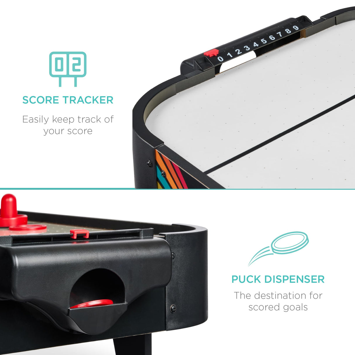 Best Choice Products 40in Portable Tabletop Air Hockey Arcade Table for Game Room w/ 100V Motor, Electric Fan, 2 Strikers, 2 Pucks - Arcade Best Choice Products