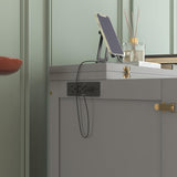 KEIKI Queen Size Murphy Bed with USB Port and Removable Shelves on Each Side, Solid Pine Murphy Cabinet Bed for Home Office, Guest Room,Grey KEIKI