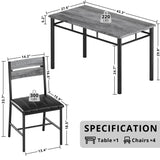 IRONCK Dining Table Set for 4, Wood Kitchen Table with Upholstered Chairs for Kitchen Room and Small Spaces, Grey IRONCK